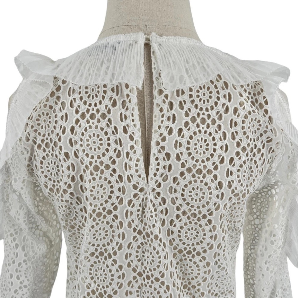 New! Sandro Bonnie Cold Shoulder White Lace Top Women’s SIZE 1 - Picture 4 of 11